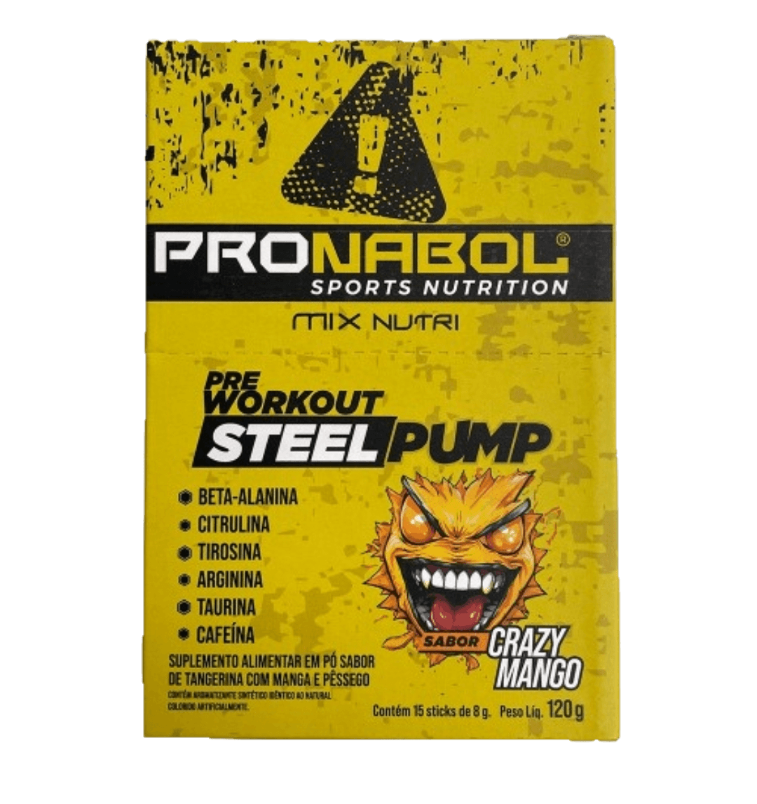 STEEL PUMP PRE-WORKOUT 15UN - 8G- CRAZY MANGO